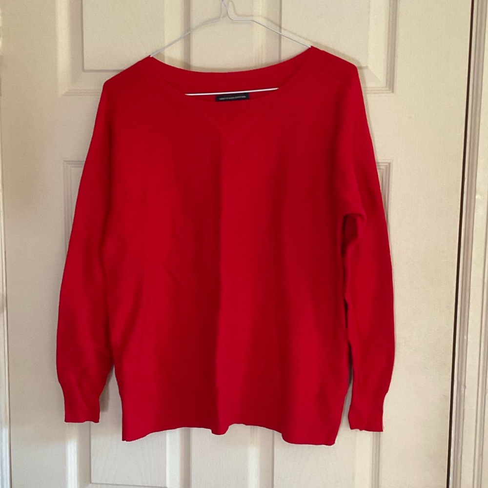Red Knit Crewneck Sweater